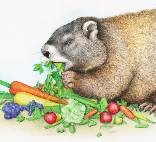 Groundhog eating Vegetables