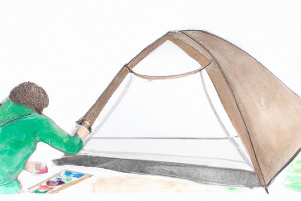 a person painting a nylon camping tent