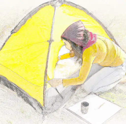 Woman Painting a Yellow Tent