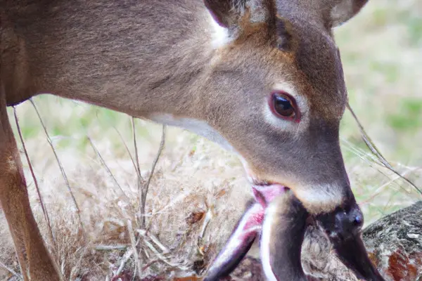 a deer eating a rodent