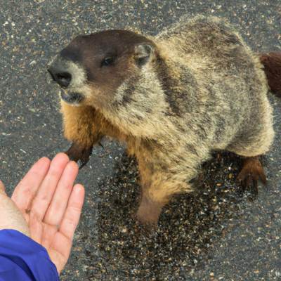 groundhog biting hand