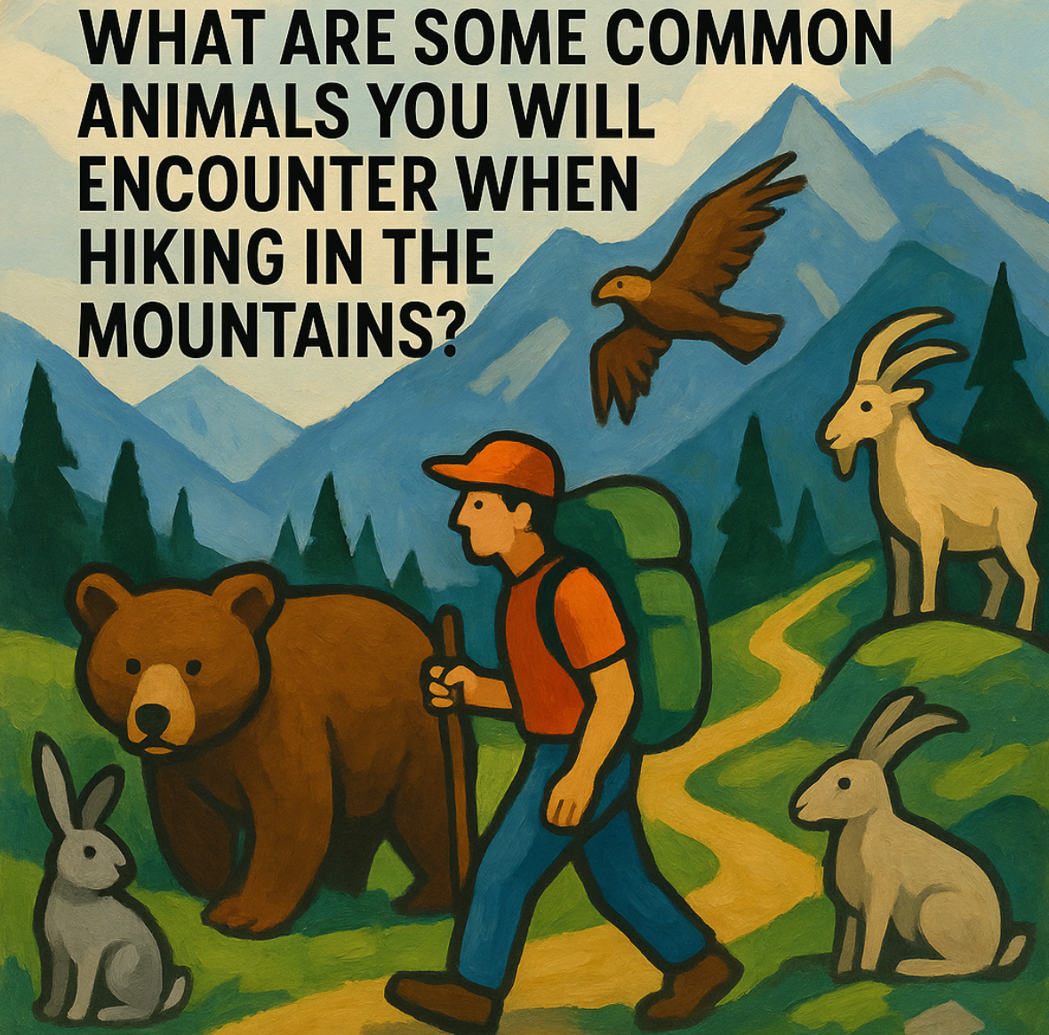 What are some common animals you will encounter when hiking in the mountains?